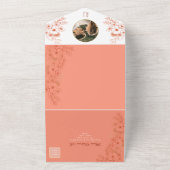 Peach Elegant Monogram Wedding All In One Einladung (Außenbereich)