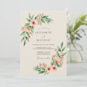 Peach Elegant Spring Wedding Einladung (Stehend Vorderseite)