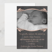 Peach Elegante Chalkboard Baby Ankündigung (Vorne/Hinten)