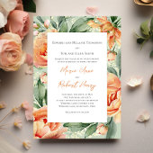 Peach Elegante Watercolor Floral Wedding Einladung