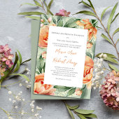 Peach Elegante Watercolor Floral Wedding Einladung