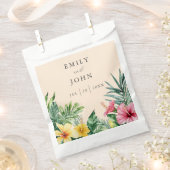 Peach Elegante Watercolor Tropical Floral Wedge Geschenktütchen (Ausgeschnitten)