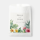 Peach Elegante Watercolor Tropical Floral Wedge Geschenktütchen (Vorderseite)