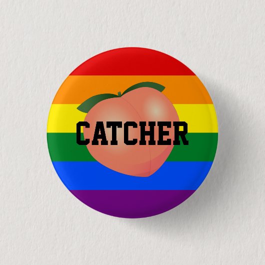 Peach Emoji Gay Bottom Button (Vorderseite)