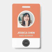 Peach Employee Foto ID Card, Bar code, Logo, Name Ausweis (Vorderseite)