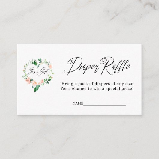 Peach Es ist eine Girl Diaper Raffle Baby Dusche Begleitkarte (Vorderseite)