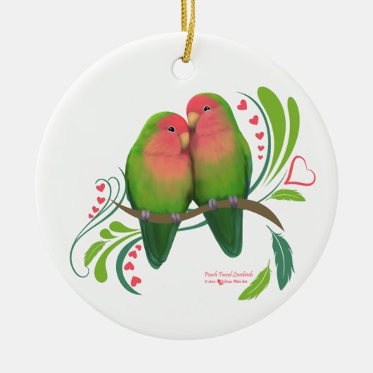 Peach Faced Love Birds Keramik Ornament (Vorne)