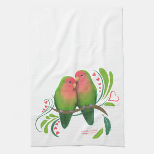 Peach Faced Love Birds Küchentuch