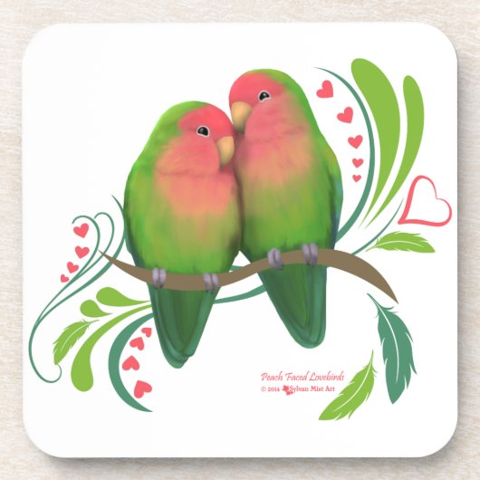 Peach Faced Love Birds Untersetzer (Vorderseite)