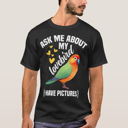 Peach Faced Lovebird Ask Me Bird Lover Black Maske T-Shirt (Vorderseite)