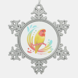 Peach Faced Lutino Lovebird Schneeflocken Zinn-Ornament