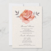 Peach Fairy Tale Glitzer Rose Blätter Brautparty Einladung (Vorderseite)