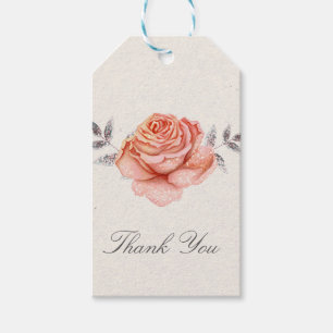 Peach Fairy Tale Glitzer Rose Blätter Brautparty Geschenkanhänger