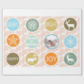 Peach Family Foto Reindeer Christmas Merry Bright Geschenkpapier (Flach)