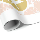 Peach Family Foto Reindeer Christmas Merry Bright Geschenkpapier (Rolleneckpunkt)