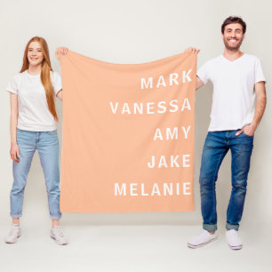 Peach Family Member Namen Minimalistisch Fleecedecke