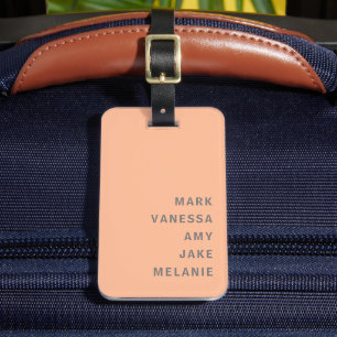 Peach Family Names Monogramm Minimalistischer grau Gepäckanhänger