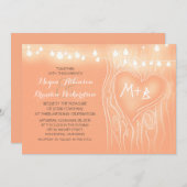 Peach Farbe Lichter Baum romantische Hochzeit Einladung (Vorne/Hinten)