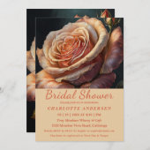 Peach farbige Rose Brautdusche Einladung (Vorne/Hinten)