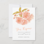 Peach federbloral Aquarell Hochzeit RSVP (Rückseite)