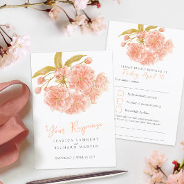 Peach federbloral Aquarell Hochzeit RSVP Karte