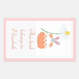 Peach fifi daisy Hunny Buchzeichen Rechteckiger Aufkleber