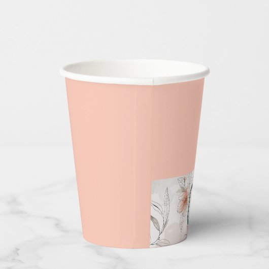 Peach flor Paper Cup Pappbecher (Rechts)