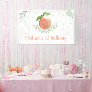 Peach Floral 1. Geburtstag Banner
