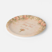 Peach Floral 1st Birthday Pappteller (Schrägansicht)