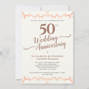Peach Floral 50. Hochzeitstag Einladung
