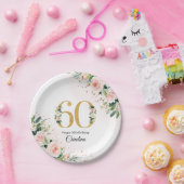 Peach Floral 60. Geburtstag Paper-Teller Pappteller (Party)