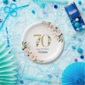Peach Floral 70. Geburtstag Paper-Teller Pappteller (Party)
