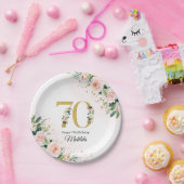 Peach Floral 70. Geburtstag Paper-Teller Pappteller (Party)