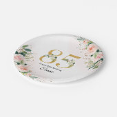 Peach Floral 85. Geburtstag Paper-Teller Pappteller (Schrägansicht)