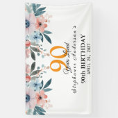 Peach Floral 90th Birthday 90 Years Loved Banner (Vertikal)