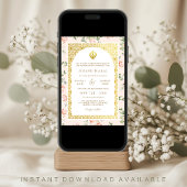 Peach Floral Anand Karaj Punjabi Sikh Wedding Einladung