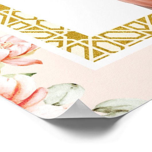 Peach Floral Anand Karaj Sikh Wedding Welcome Sign Poster (Ecke)