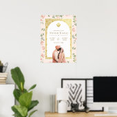 Peach Floral Anand Karaj Sikh Wedding Welcome Sign Poster (Heimbüro)