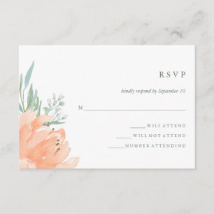 Peach Floral and Eucalyptus Wedding RSVP Karte