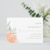 Peach Floral and Eucalyptus Wedding RSVP Karte (Stehend Vorderseite)