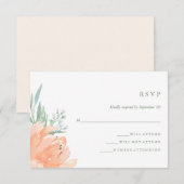 Peach Floral and Eucalyptus Wedding RSVP Karte (Vorne/Hinten)