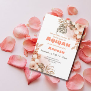 Peach floral Aqeeqah- Aqiqah- muslimische Einladun Einladung
