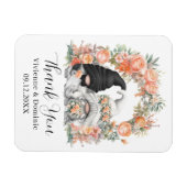 Peach floral Arch Gnome Wedding Danke Karte Magnet (Horizontal)