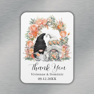 Peach floral Arch Gnome Wedding Danke Karte Magnet