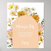 Peach Floral Arch Mimosa Bar Sign Poster (Vorne)