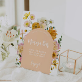 Peach Floral Arch Mimosa Bar Sign Sockelschild