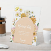 Peach Floral Arch Mimosa Bar Sign Sockelschild (In SItu)