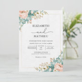 Peach Floral Arch Wedding Einladung (Stehend Vorderseite)