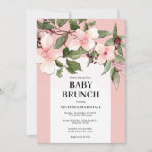 Peach Floral Baby Brunch Einladung (Vorderseite)