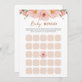 Peach Floral Baby Dusche BINGO Karte (Vorne/Hinten)